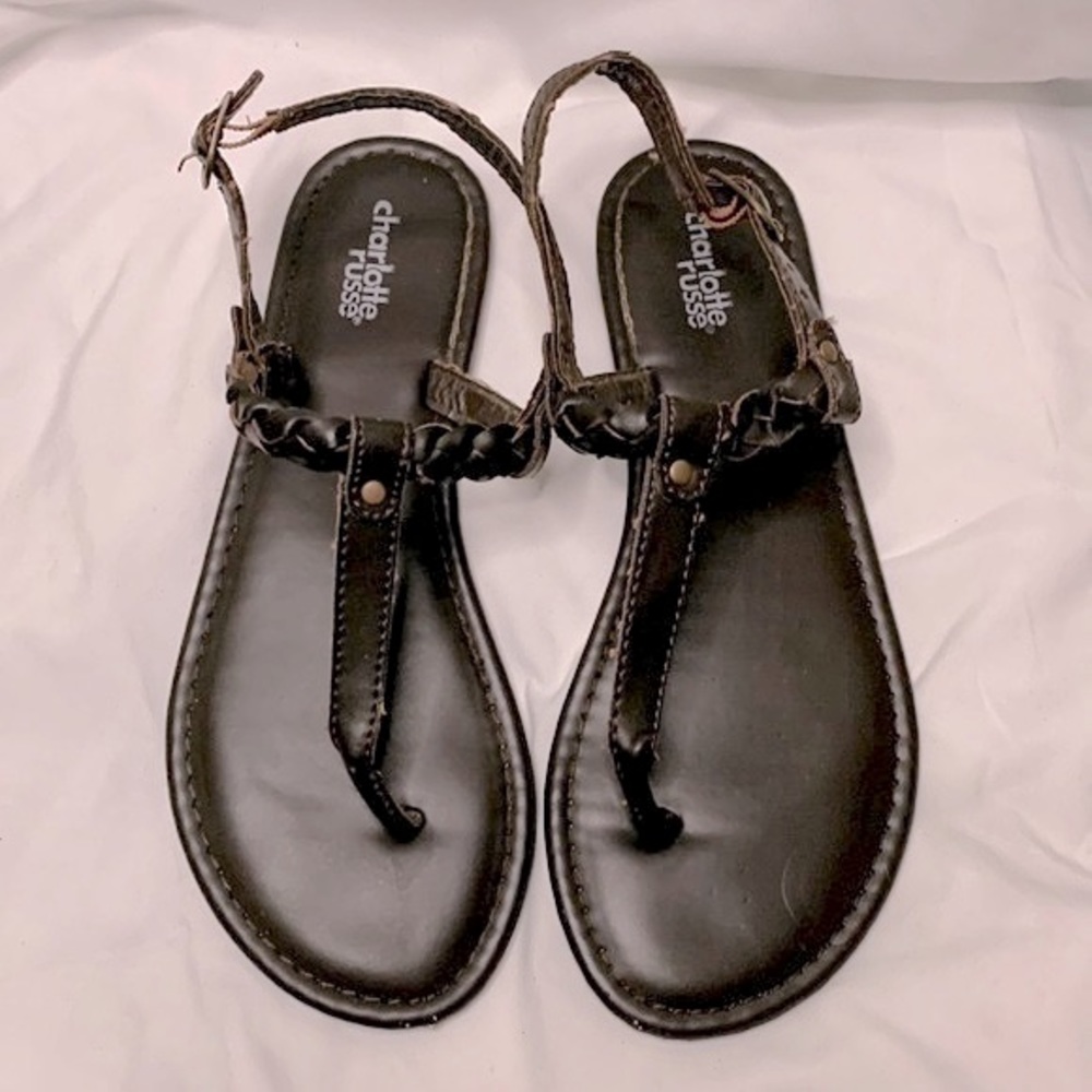 Charlotte Russe Flat Sandals in Chocolate Brown